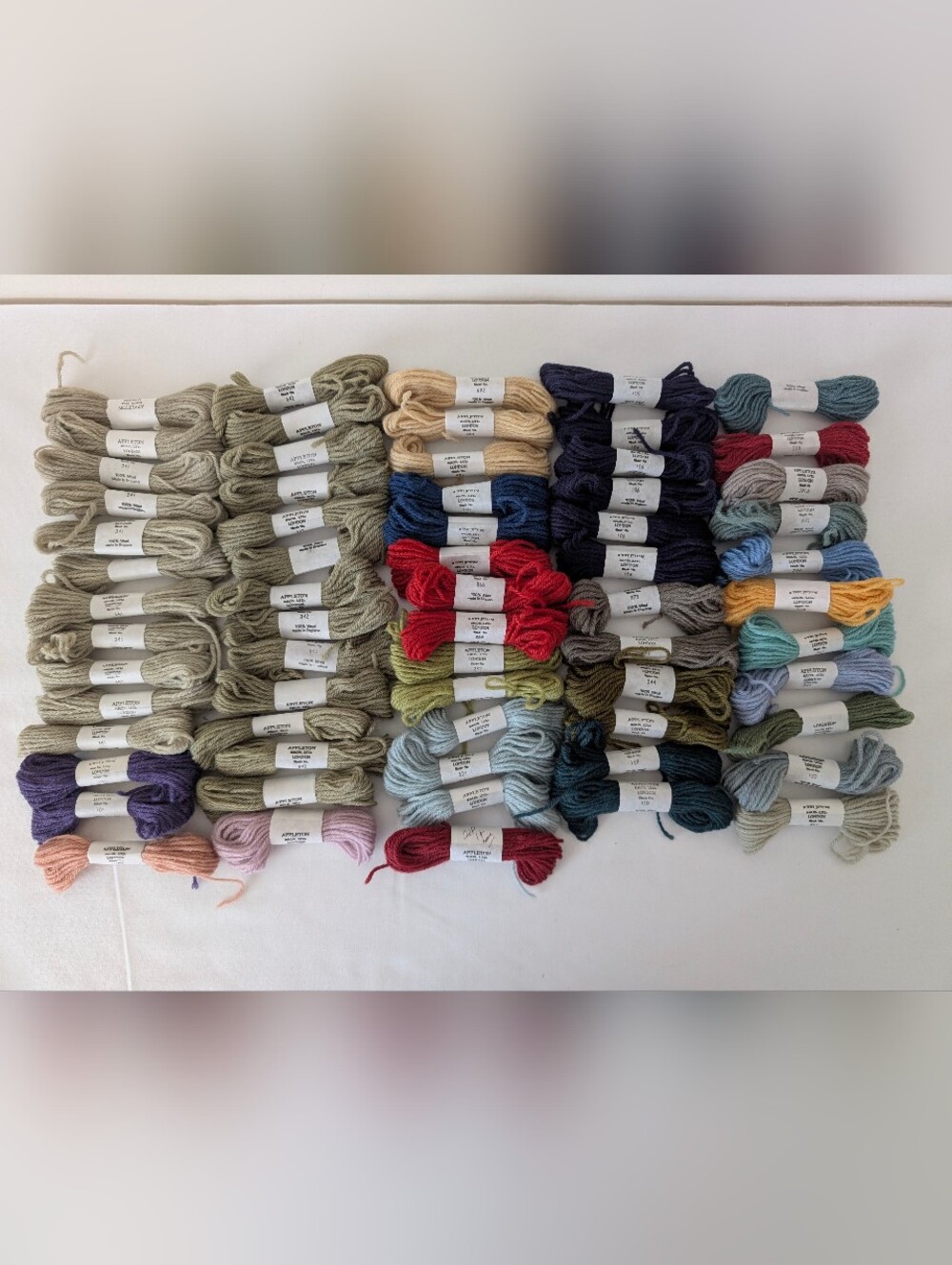 Lot of 65 Vintage Appleton Crewel Tapestry Yarn Skeins 100% Wool Various Colors